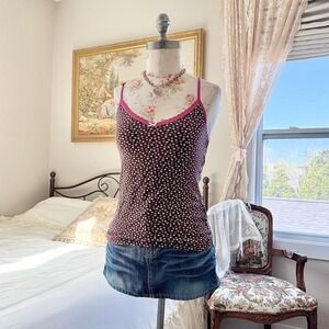 polka dot cami  Y2K brown pink polka dot camisole top fits